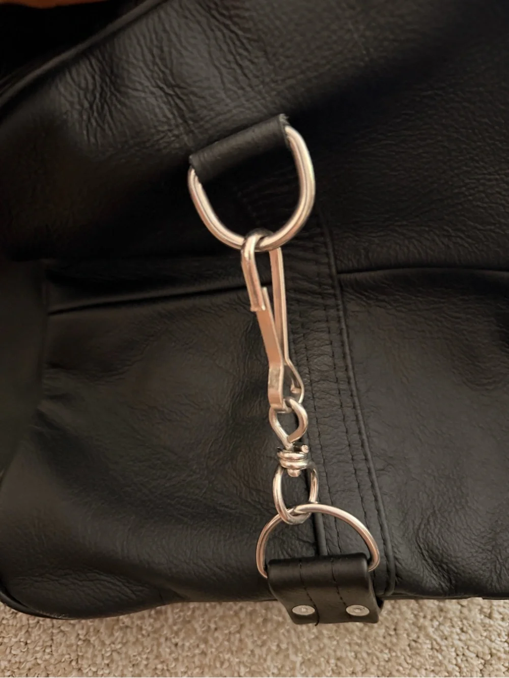 Men's Black Leather Travel Bag